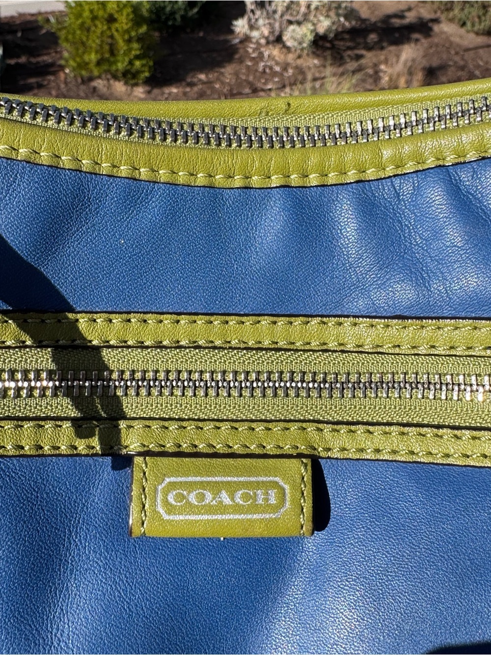 Coach Daisy Spectator Glovetanned blue and green leather EUC - Picture 7 of 17